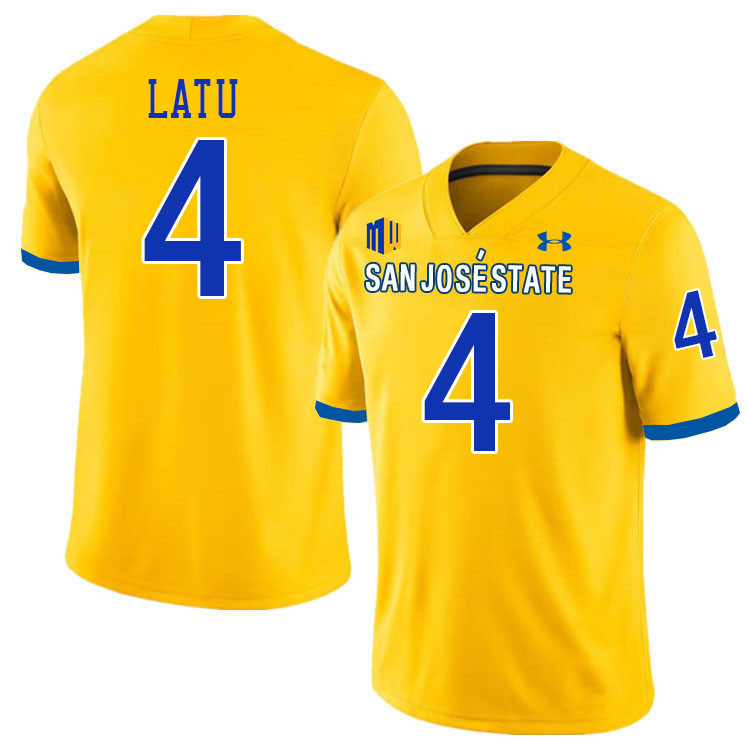 #4 Taniela Latu SJSU Jersey,San Jose State Spartans Football Jersey College Uniforms-Gold